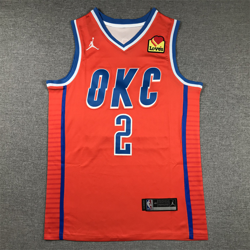Men Oklahoma City Thunder #2 Shai Gilgeous-Alexander Orange Jordan style 2025 NBA Jersey->oklahoma city thunder->NBA Jersey